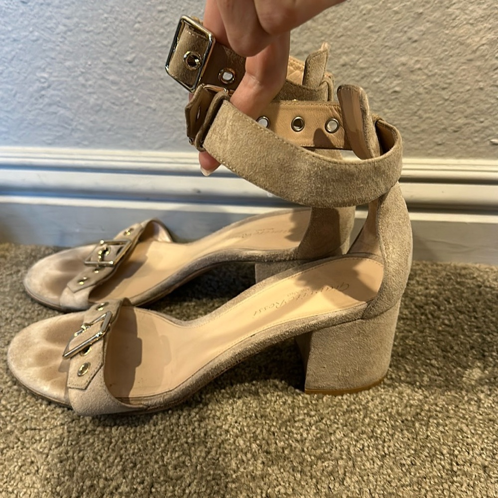 Gianvito Rossi Milano Tan Suede Block Heels